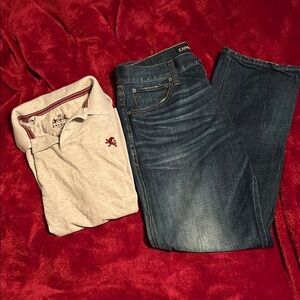 Men’s Express Dark Wash Jeans & Tan Polo Set